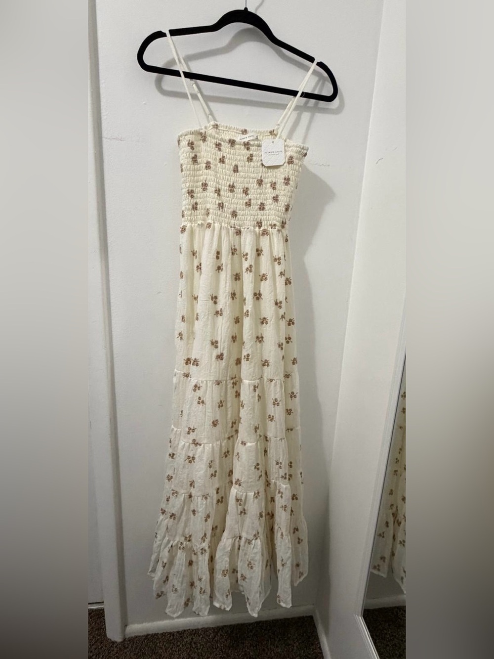 Altar'd State Cream Floral Smocked Maxi Dress with Tiered Skirt - Picture 2 of 12